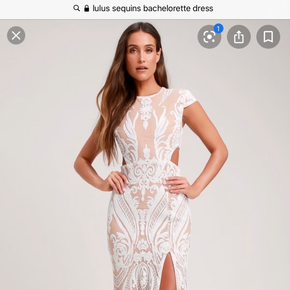 Emily White Nude Sequin Dress from LuLus
